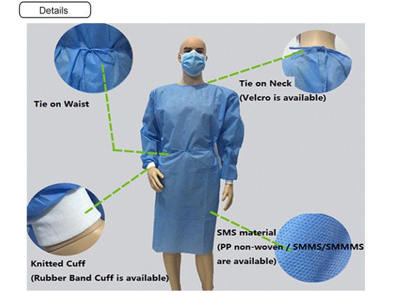 Vestido descartável confortável do cirurgião respirável para o controle da infecção