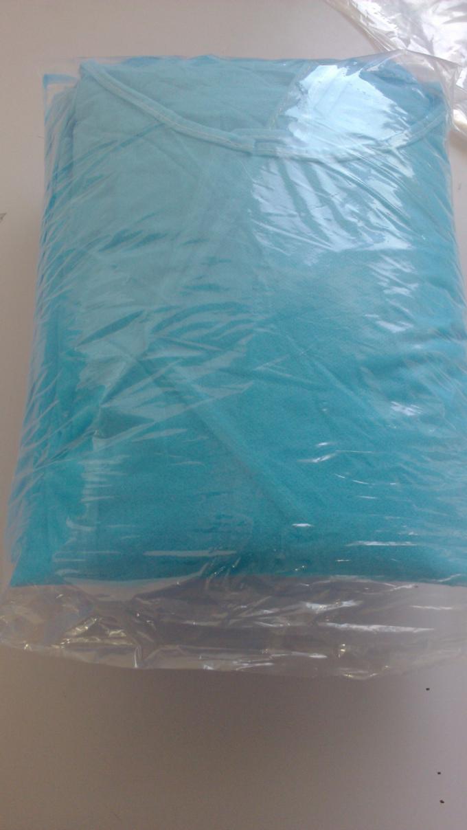 Elástico/fez malha das combinações descartáveis da segurança do punho o vestido médico com colar e bolsos de V