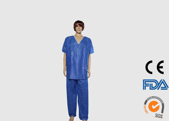 Médico descartável do à prova de água esfrega, revestimentos descartáveis azuis do laboratório