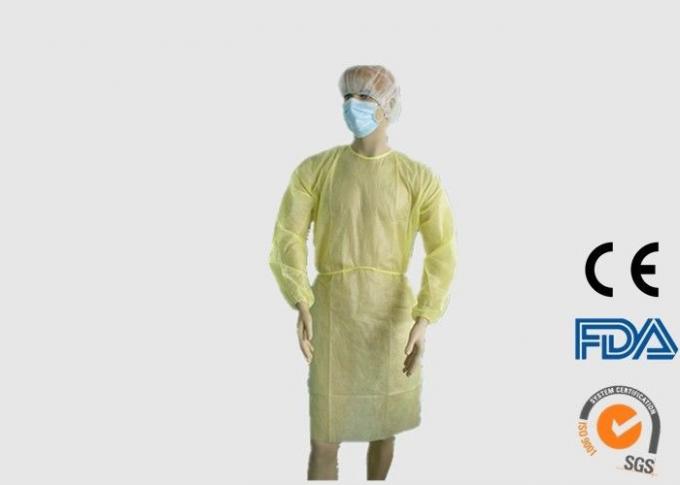 Grandes vestuários médicos descartáveis, vestidos do isolamento do amarelo do exame da segurança